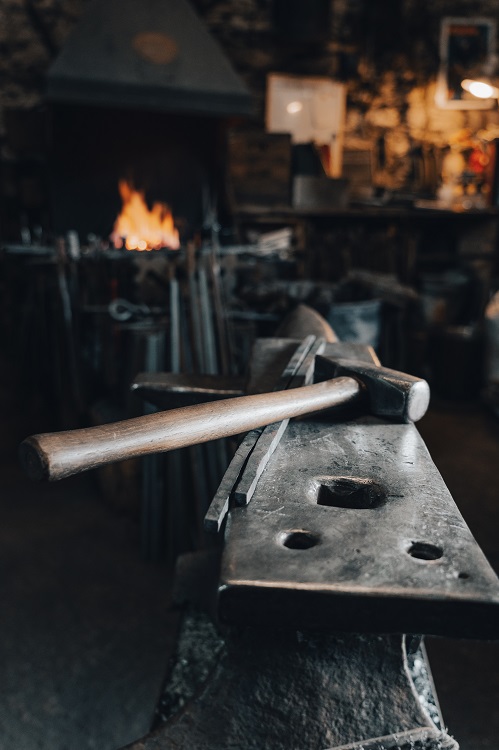 Blacksmithing tools.  Names such as Smith can originate from professions. 